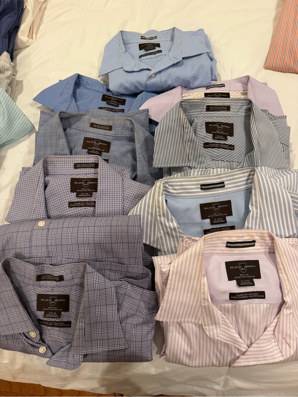 Black Brown 1826 Light Blue & Lavender Men's Dress Shirt Bundle